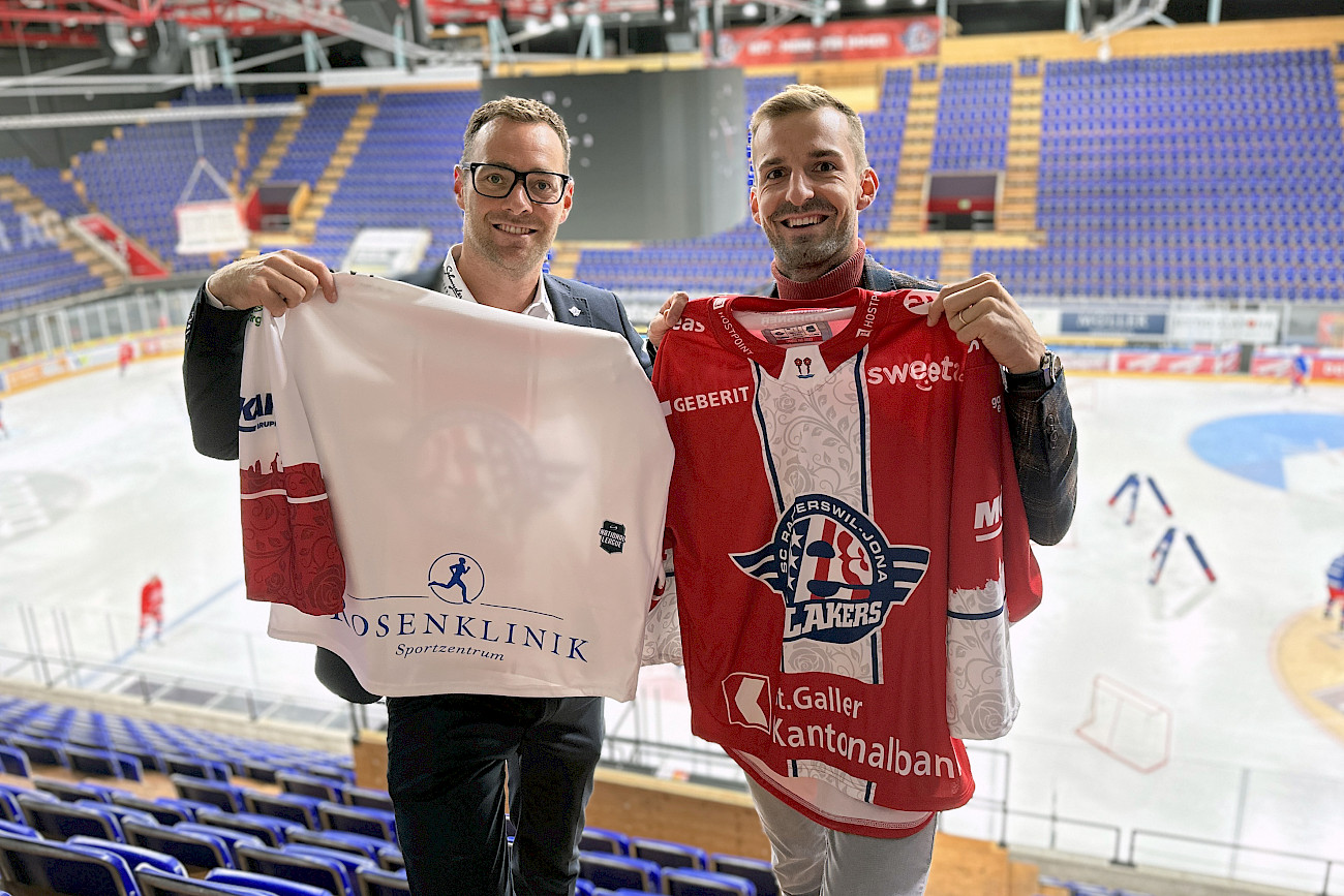 Lakers-Sportchef Janick Steinmann (l.) und Rosenklinik-Direktor Fabio Berry